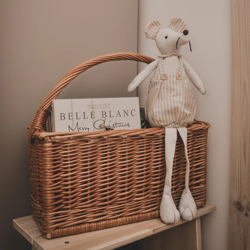 Gavis wicker magazine basket, accessory storage container, magazine rack with handle TheWickerStories