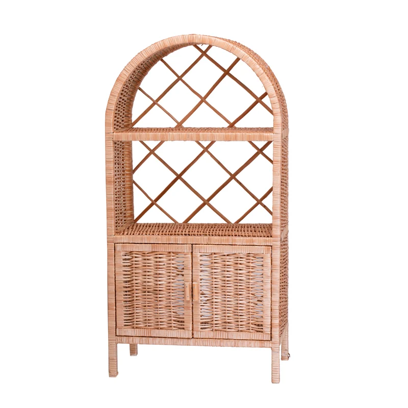 Camellia wicker shelf, wicker furniture, storage cabinet with shelves TheWickerStories
