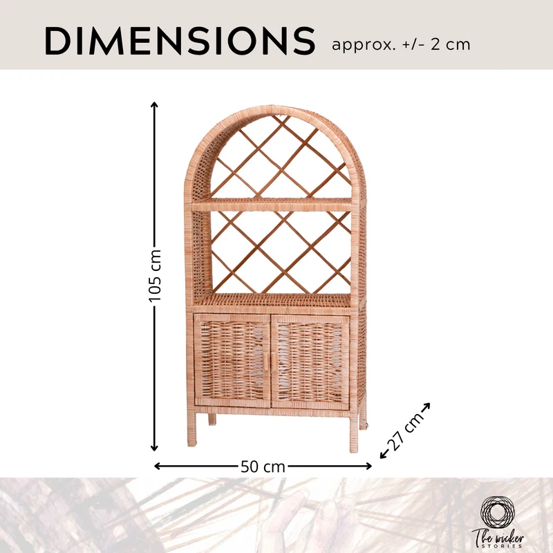 Camellia wicker shelf, wicker furniture, storage cabinet with shelves TheWickerStories