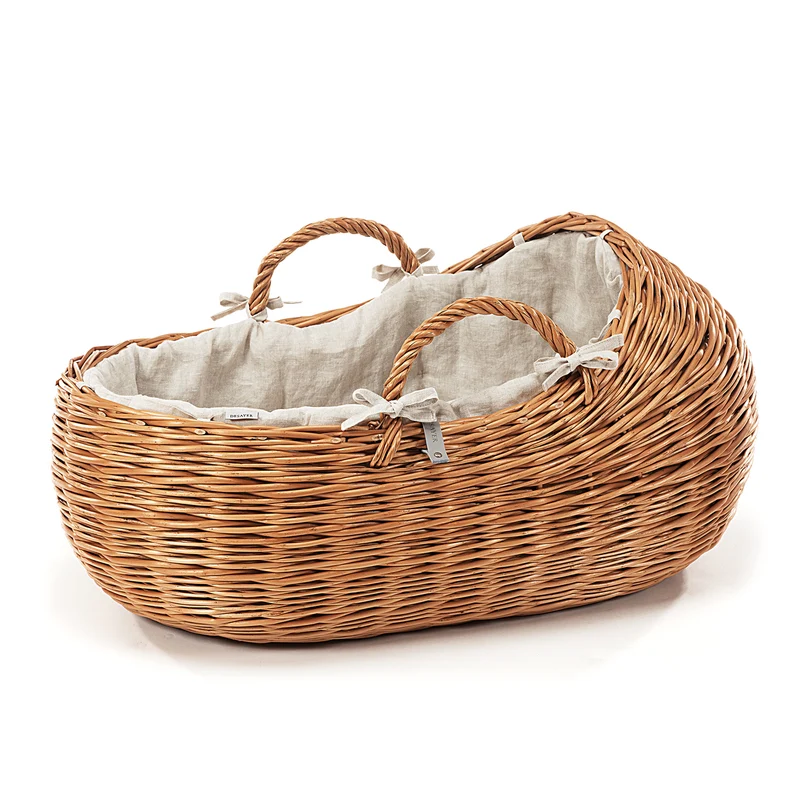 Desayer wicker baby cot and changing basket with beige lining TheWickerStories