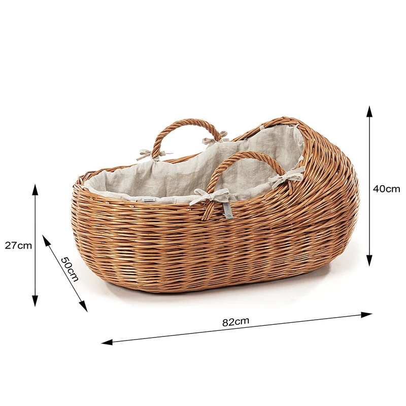 Desayer wicker baby cot and changing basket with beige lining TheWickerStories