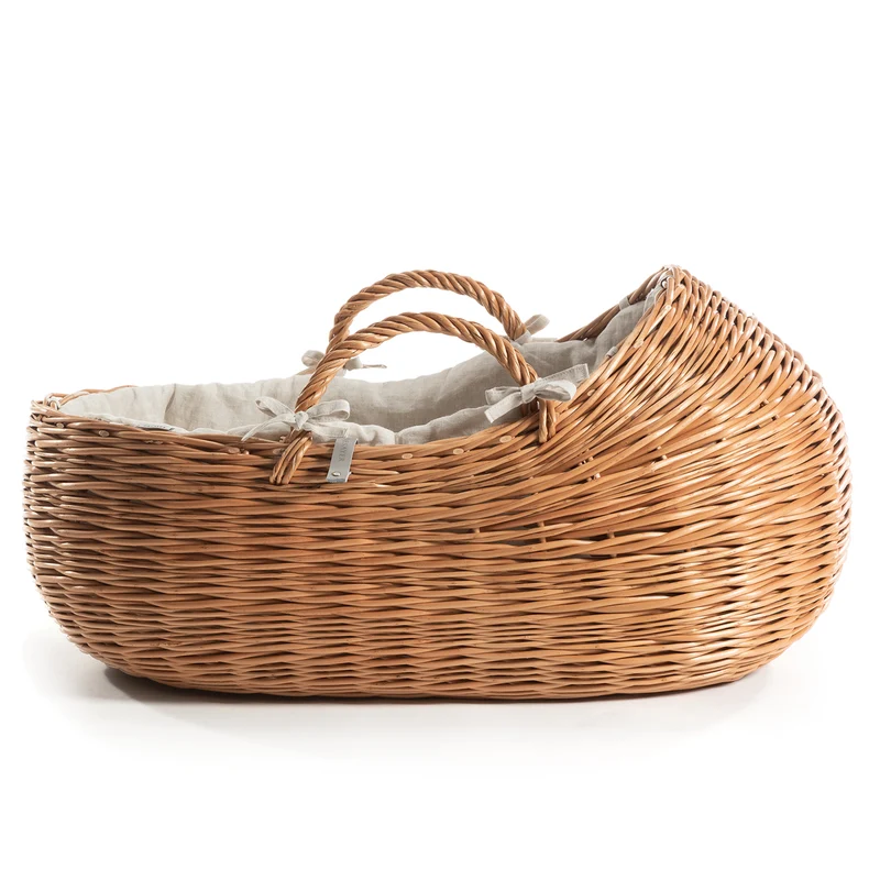 Desayer wicker baby cot and changing basket with beige lining TheWickerStories