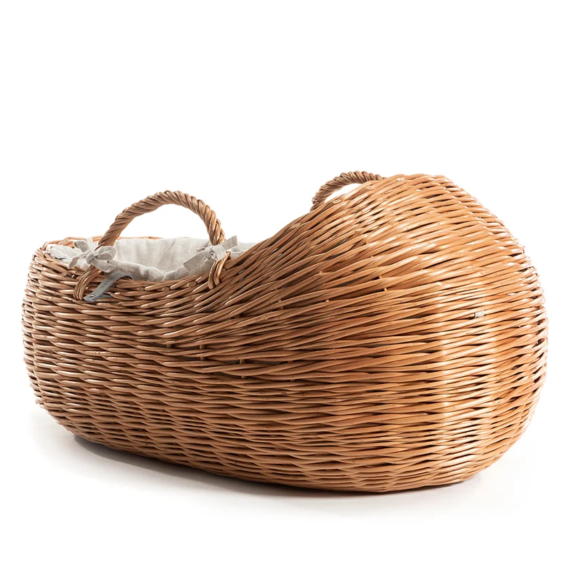 Desayer wicker baby cot and changing basket with beige lining TheWickerStories