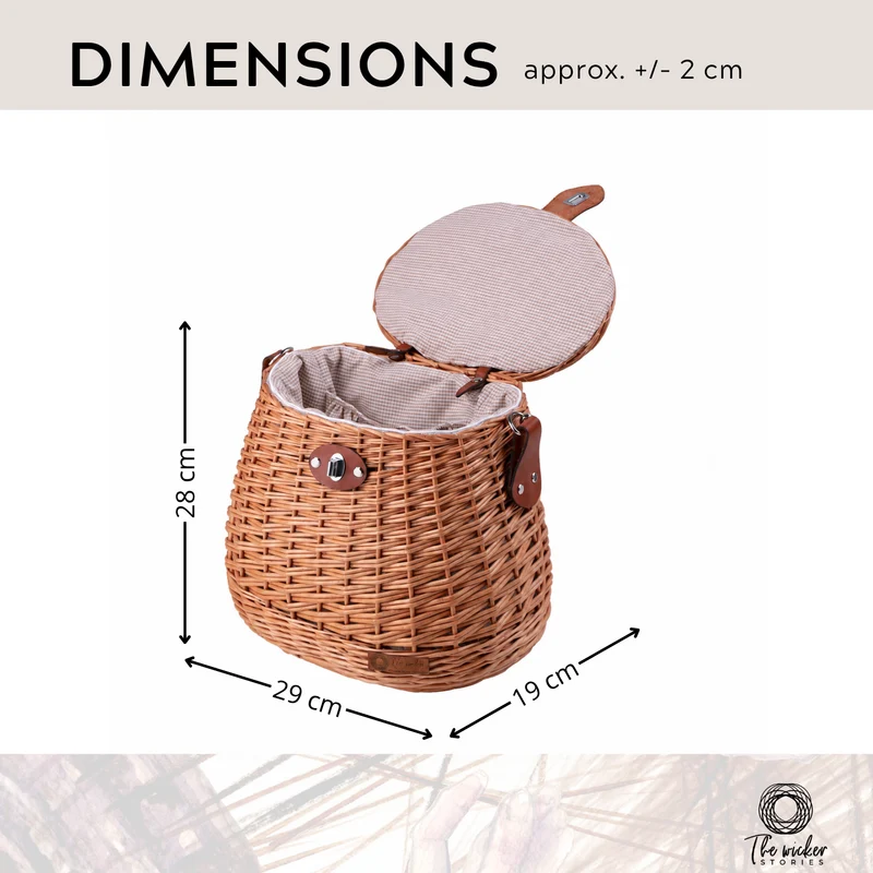Scout wicker backpack, wicker back basket with trim TheWickerStories