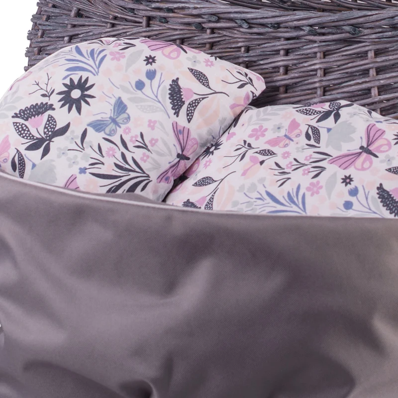 Luke wicker pushcart with grey lining and pillow TheWickerStories