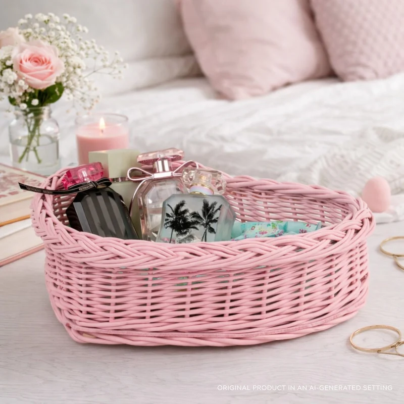 Zadaris small wicker basket with pink lining TheWickerStories