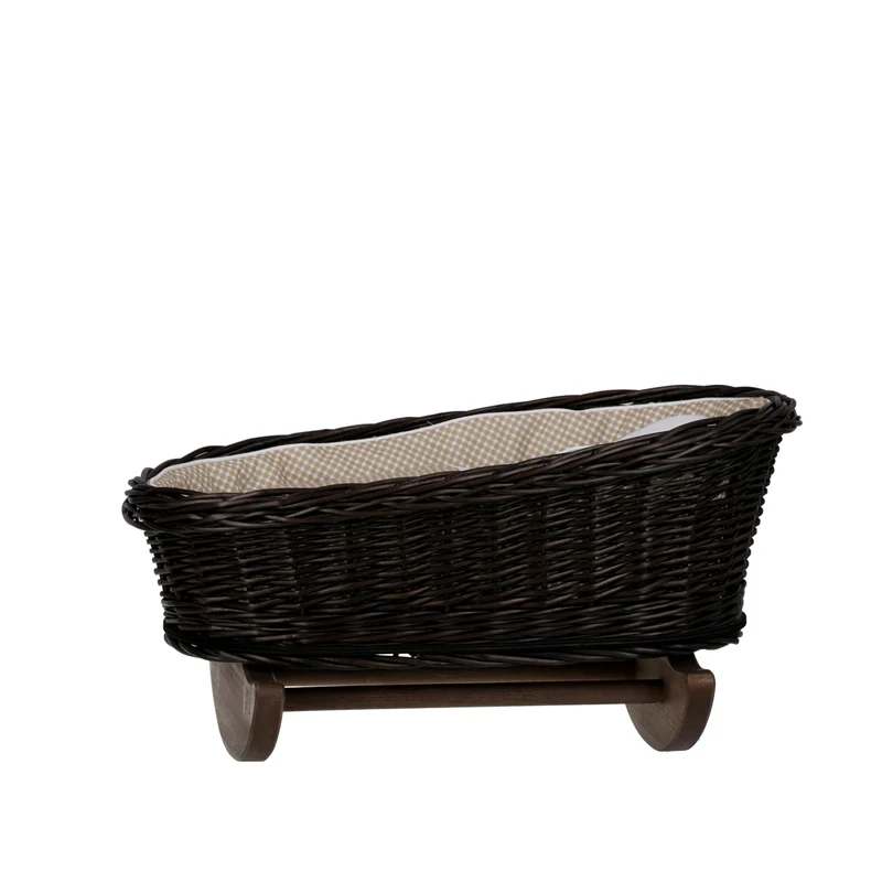 Mimi wicker cradle for dolls with beige lining, pillow and duvet TheWickerStories