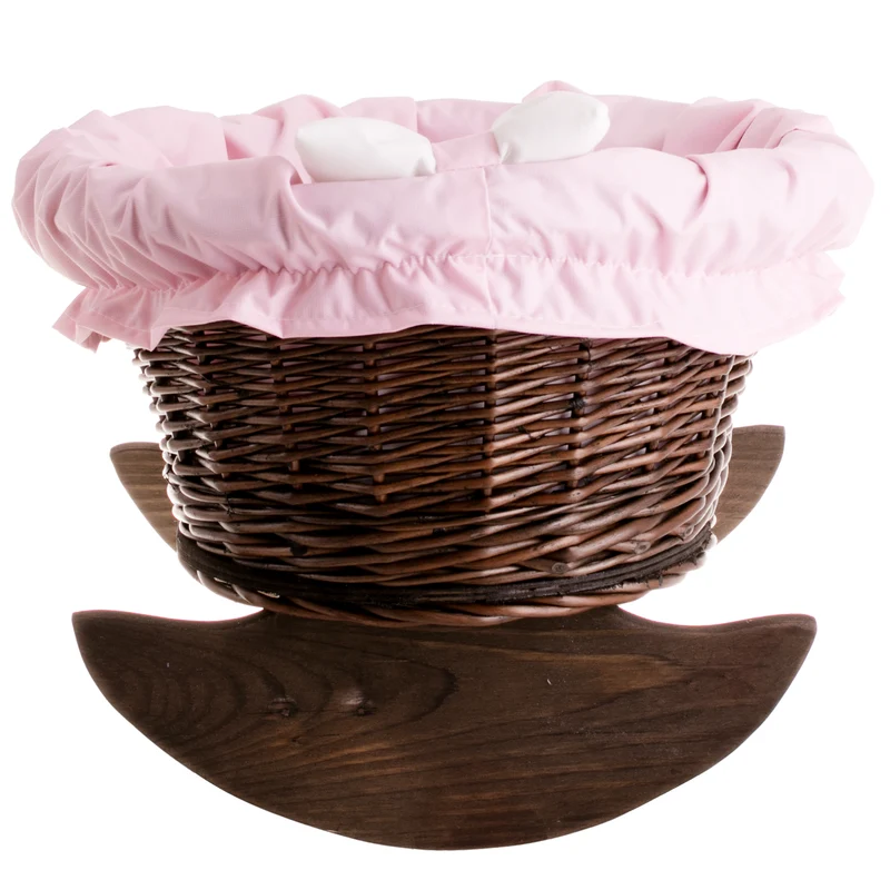 Mimi wicker cradle for dolls with pink lining, pillow and duvet TheWickerStories