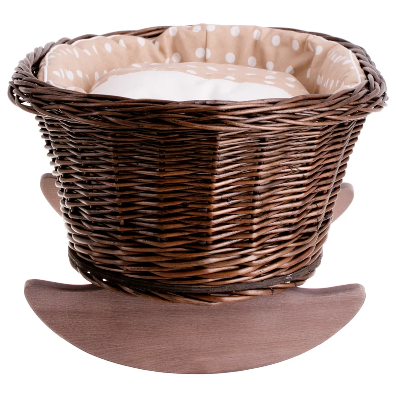 Mimi wicker cradle for dolls with beige lining, pillow and duvet TheWickerStories
