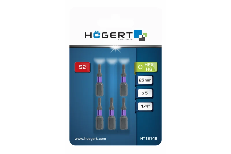 Końcówka wkrętakowa udarowa Hex H6 25mm 5 SZT