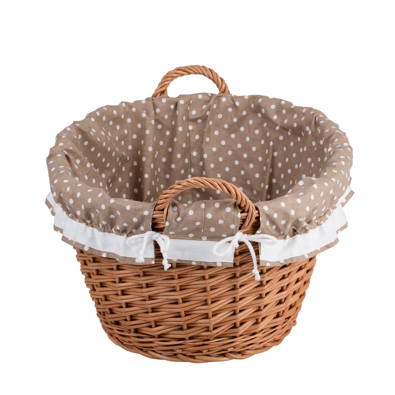 Milvus wicker basket with handles and beige lining TheWickerStories
