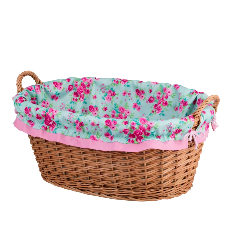 Milvus wicker basket with handles and pink lining TheWickerStories