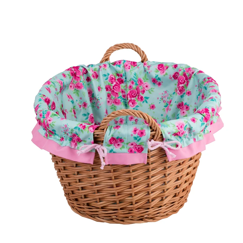 Milvus wicker basket with handles and pink lining TheWickerStories