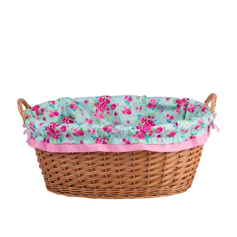 Milvus wicker basket with handles and pink lining TheWickerStories