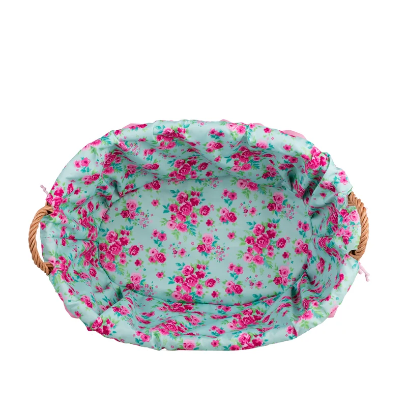 Milvus wicker basket with handles and pink lining TheWickerStories