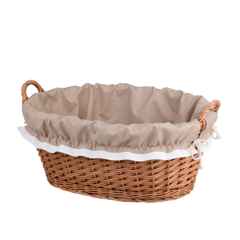 Milvus wicker basket with handles and beige lining TheWickerStories