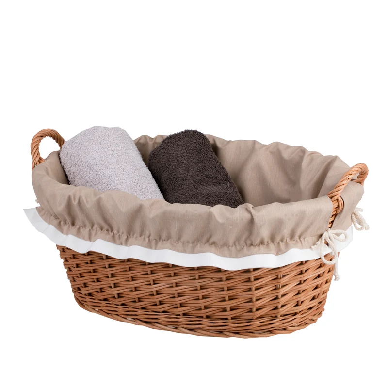 Milvus wicker basket with handles and beige lining TheWickerStories