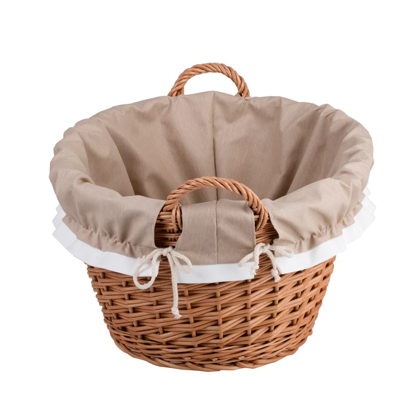 Milvus wicker basket with handles and beige lining TheWickerStories