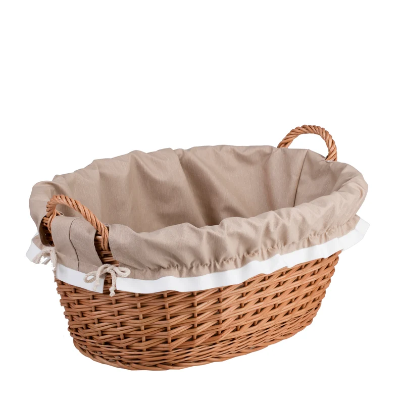 Milvus wicker basket with handles and beige lining TheWickerStories