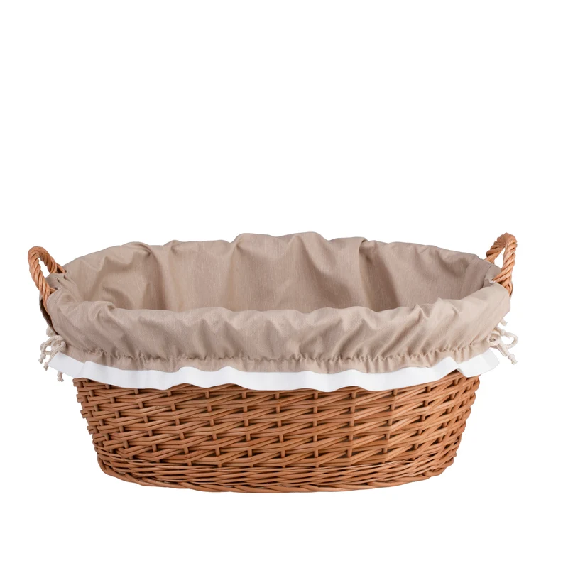 Milvus wicker basket with handles and beige lining TheWickerStories