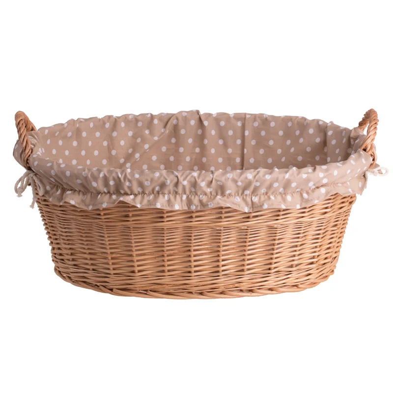 Milvus wicker basket with handles and beige lining TheWickerStories