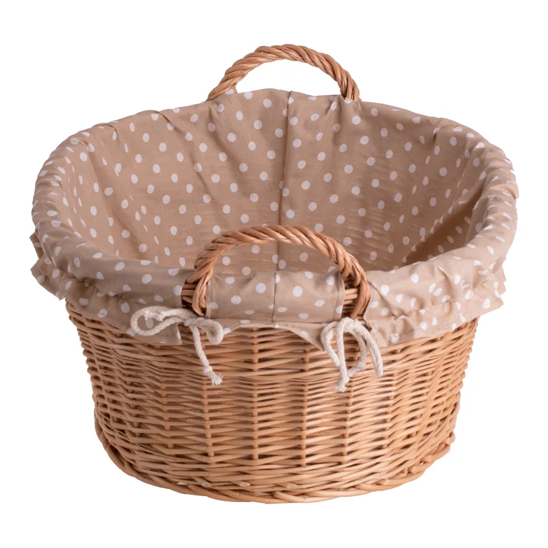 Milvus wicker basket with handles and beige lining TheWickerStories