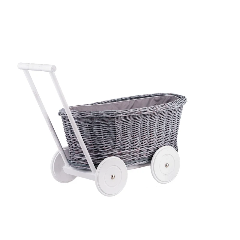 Luna wicker push stroller with gray trim TheWickerStories