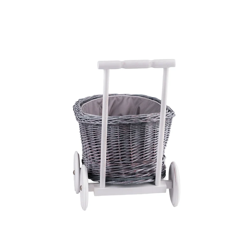 Luna wicker push stroller with gray trim TheWickerStories