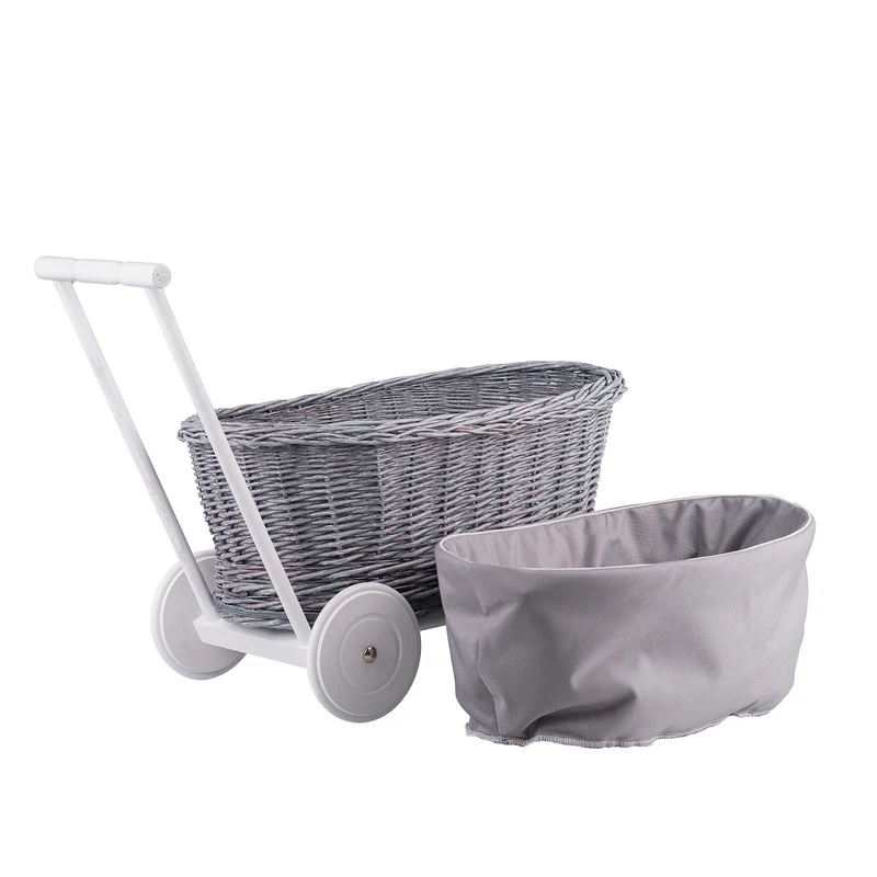 Luna wicker push stroller with gray trim TheWickerStories