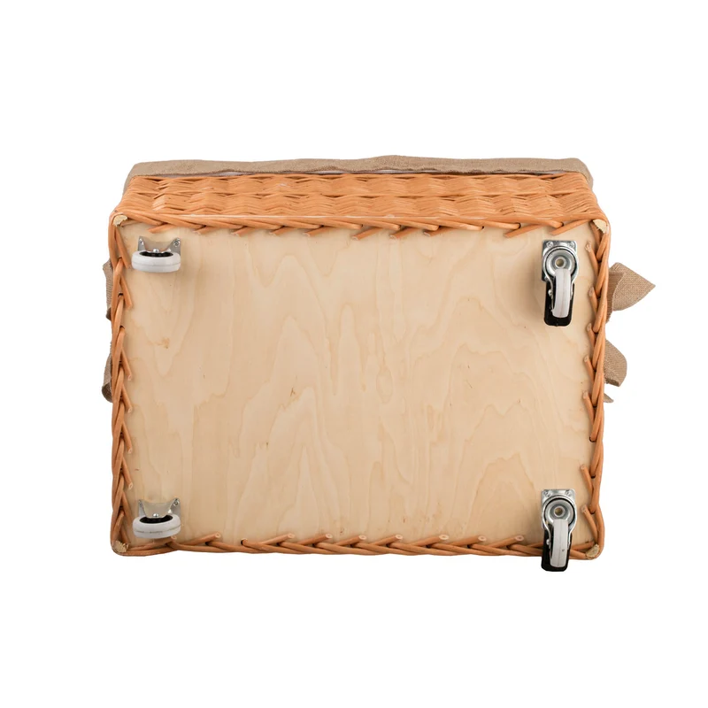 Salux wicker firewood basket with jute lining and wheels TheWickerStories