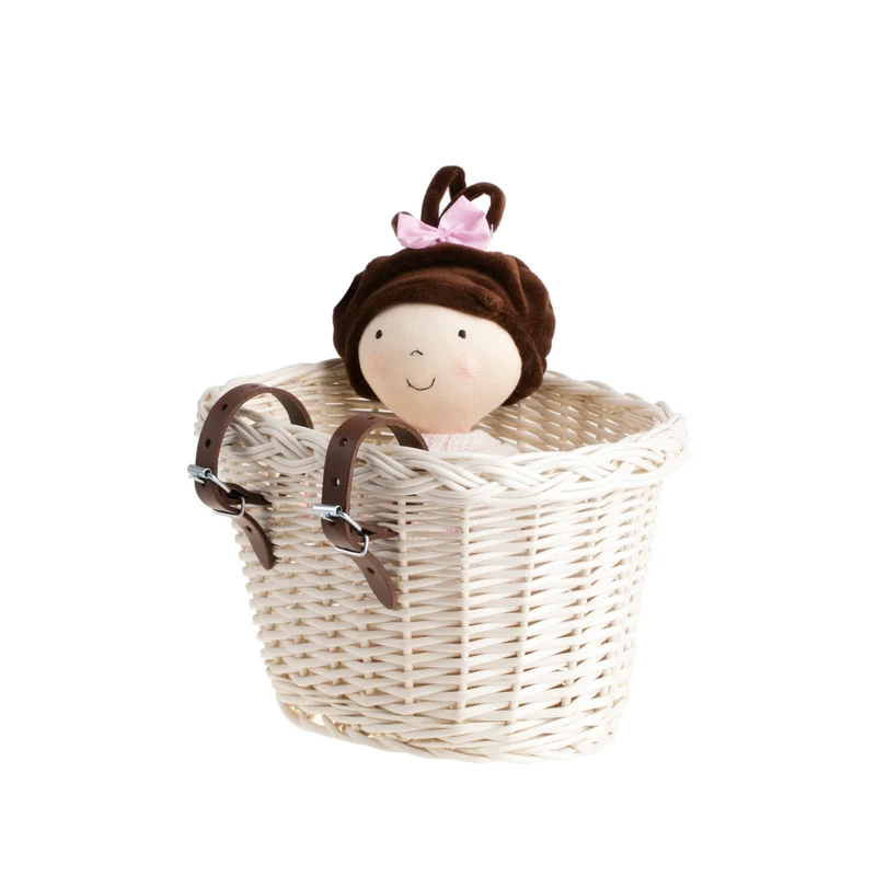 Paulus wicker kids' bike basket, small bicycle basket with leather straps TheWickerStories