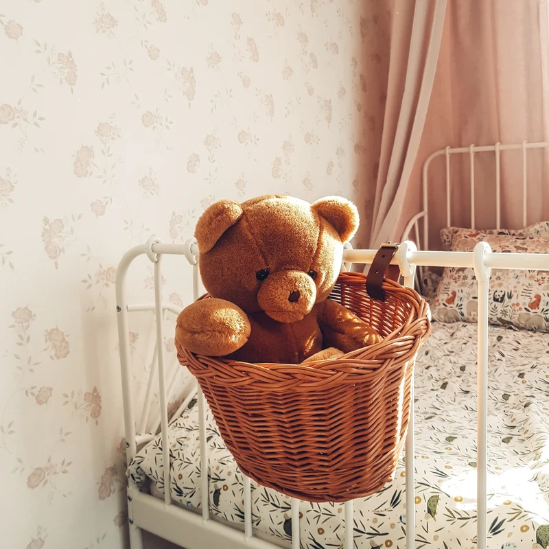 Paulus wicker bike basket for children, small bicycle basket with leather straps TheWickerStories