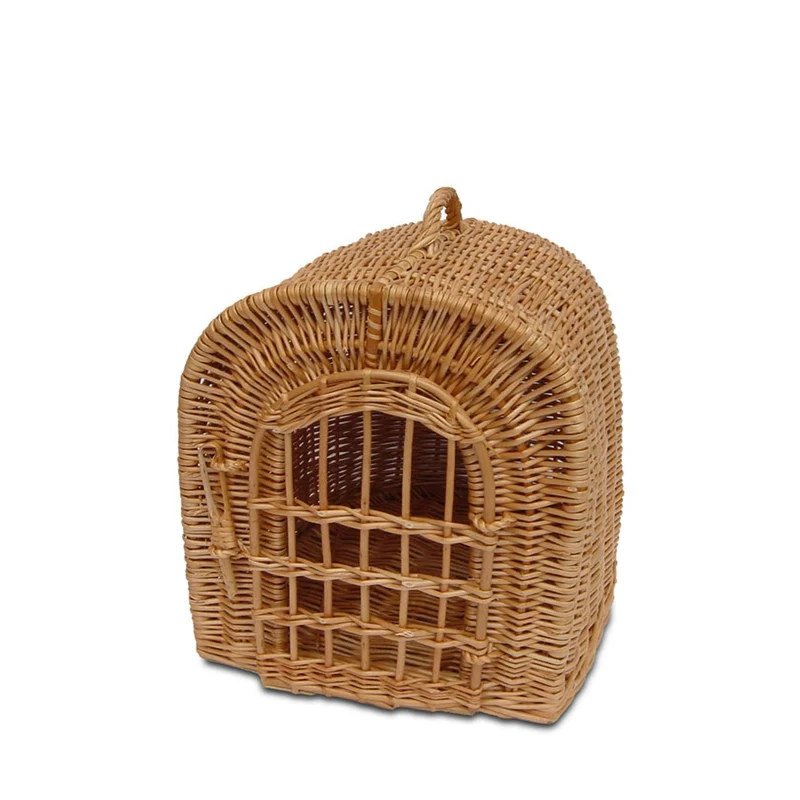 Turina wicker cat house, wicker kennel, enclosed pet transport cage TheWickerStories