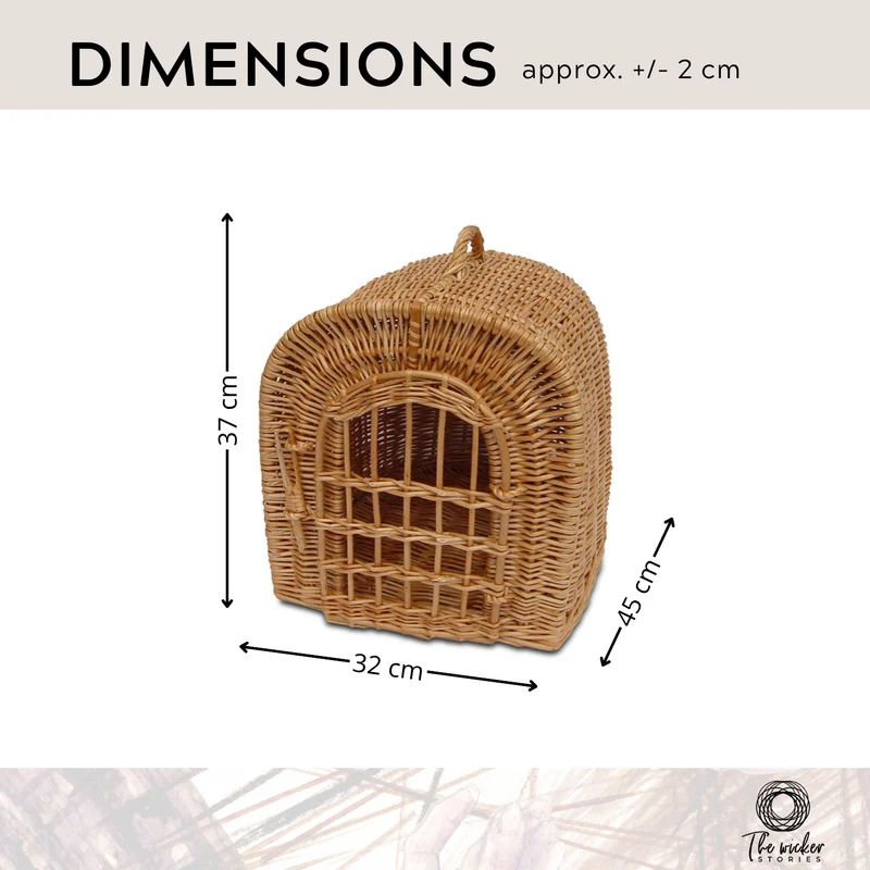 Turina wicker cat house, wicker kennel, enclosed pet transport cage TheWickerStories
