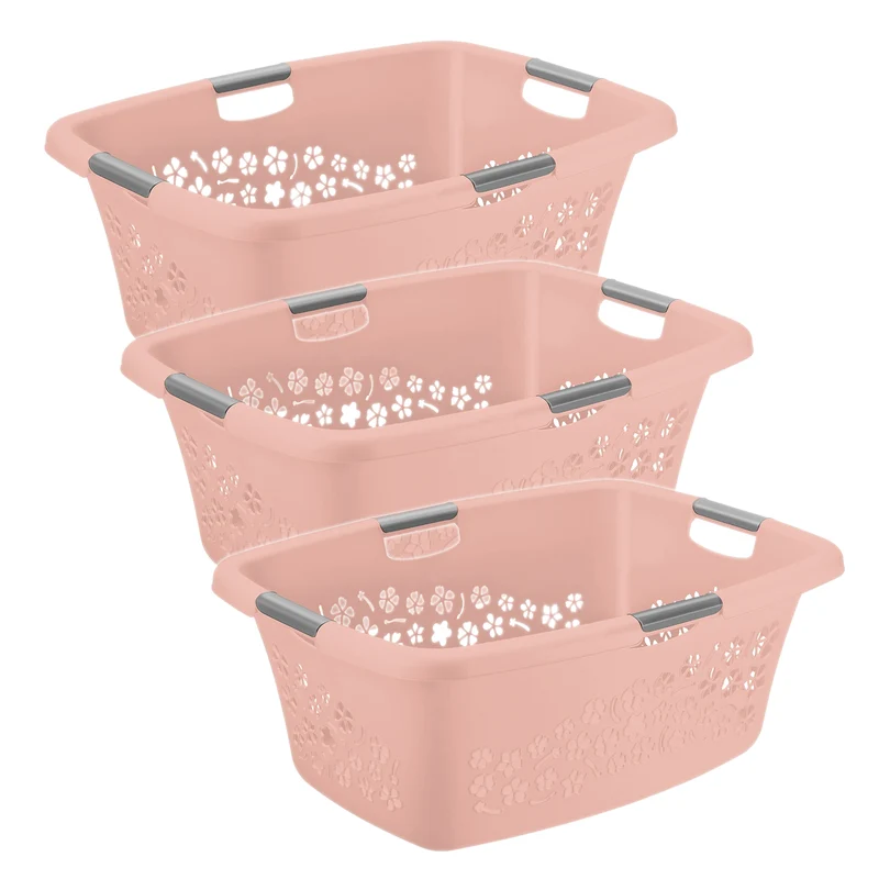 3er Set Wäschekorb 50 l FLOWERS