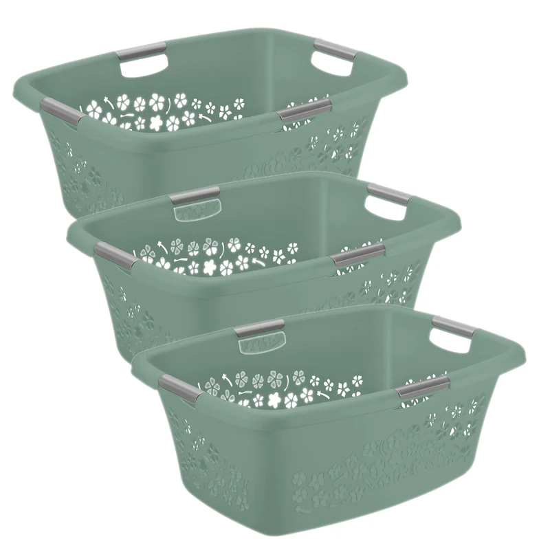 3er Set Wäschekorb 50 l FLOWERS