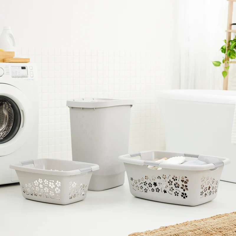 3er Set Wäschekorb 50 l FLOWERS