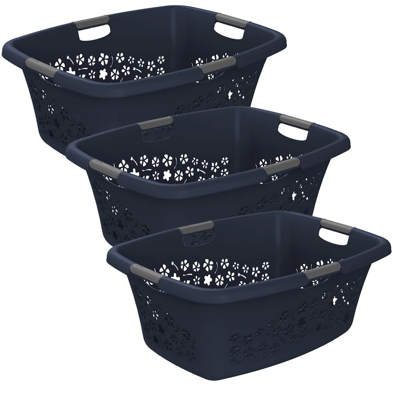 3er Set Wäschekorb 50 l FLOWERS