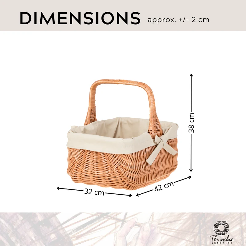 Willesia wicker shopping basket, mushroom and picnic basket, decorative gift basket with trim TheWickerStories