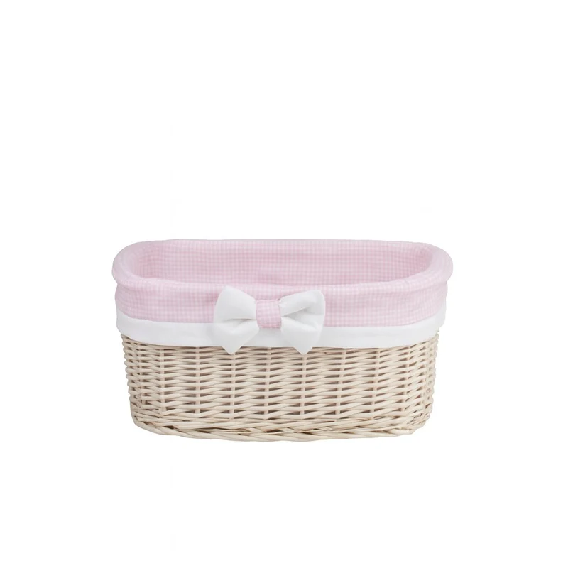 Nestor small wicker basket with pink lining TheWickerStories