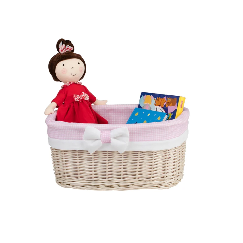 Nestor small wicker basket with pink lining TheWickerStories