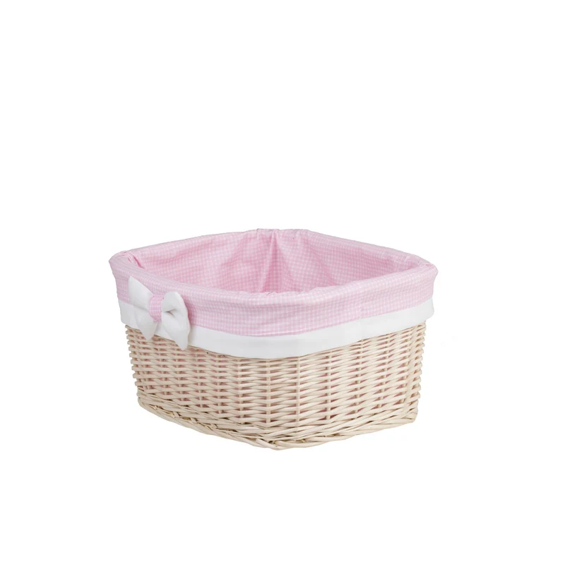 Nestor small wicker basket with pink lining TheWickerStories