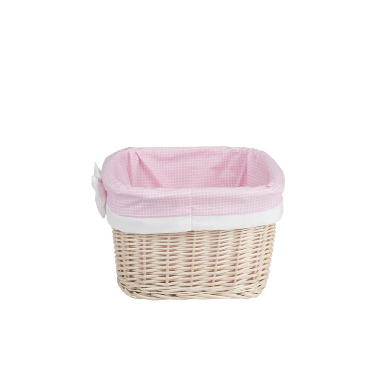 Nestor small wicker basket with pink lining TheWickerStories