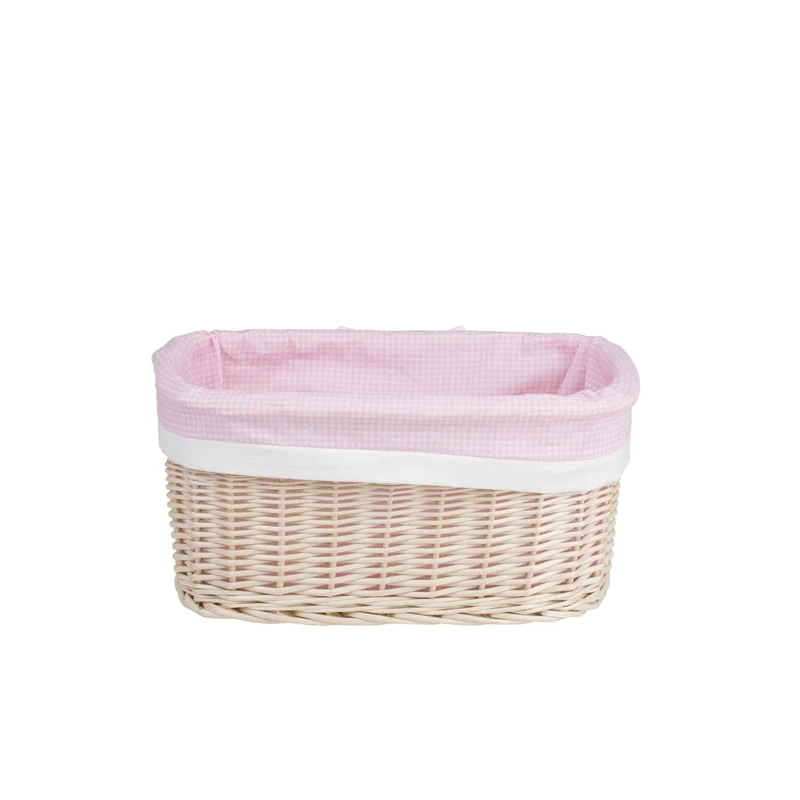 Nestor small wicker basket with pink lining TheWickerStories