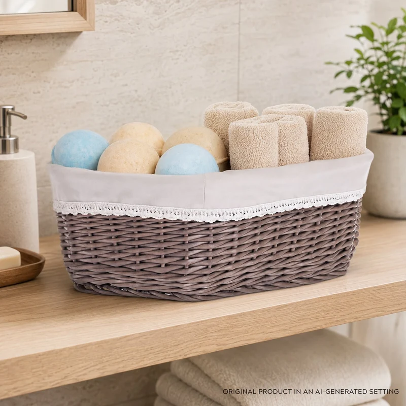 Nestor small wicker basket with beige lining TheWickerStories
