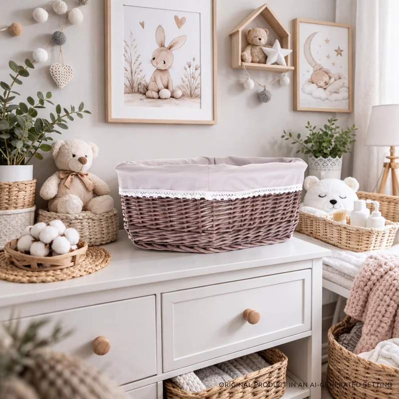 Nestor small wicker basket with beige lining TheWickerStories