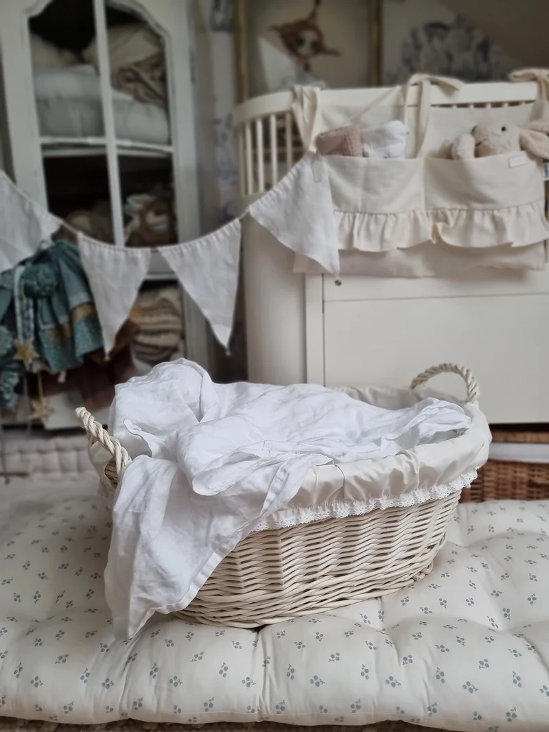 Milvus wicker basket with handles and grey lining TheWickerStories