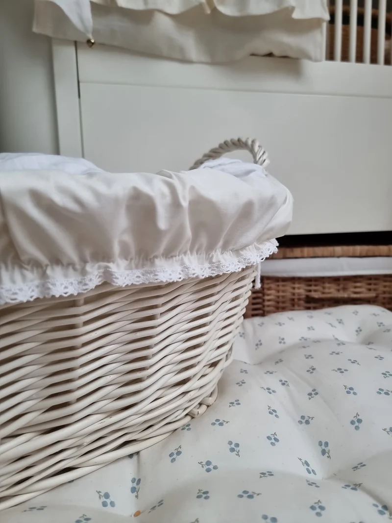 Milvus wicker basket with handles and grey lining TheWickerStories
