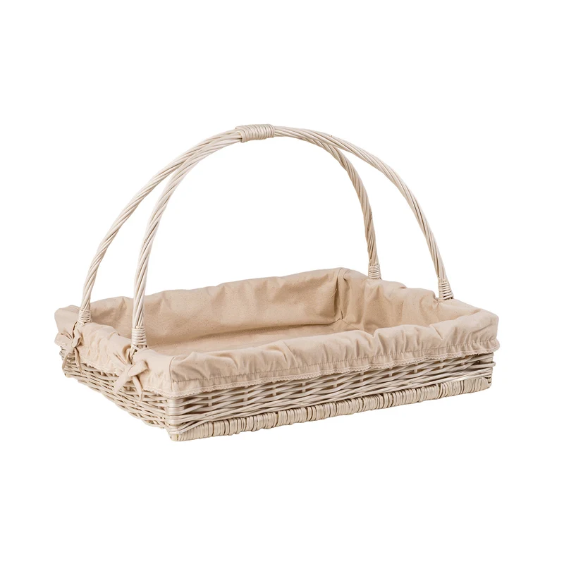 Allium wicker serving basket with beige trim, with handles TheWickerStories
