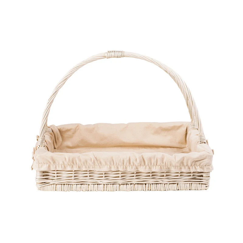 Allium wicker serving basket with beige trim, with handles TheWickerStories